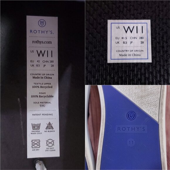 Rothys Womens Size 11 The Original Slip On Sneakers Navy Blue Knit Shoes - Picture 15 of 15